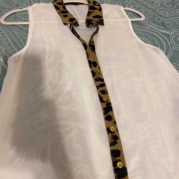 Sheer White Leopard Print Tank - Picture 3 of 3